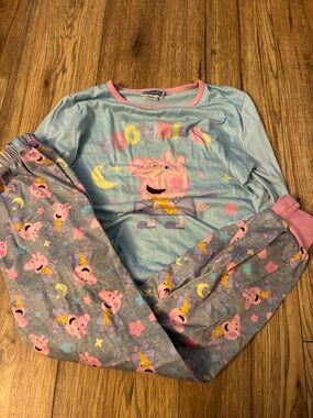 Peppa Pig Light Blue, Pink & Gray Kids Pajama Set